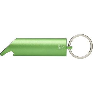PF Concept 104574 - Flare RCS recycled aluminium IPX LED light and bottle opener with keychain Green