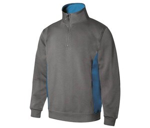 VELILLA V5704 - Two-tone zipped collar sweatshirt Grey/Sky Blue